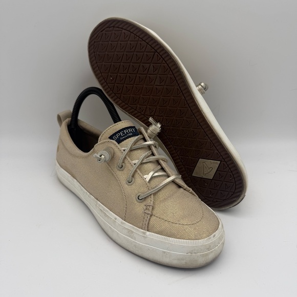 Sperry Shoes - Women’s Sperry Crest Vibe Top-Sider Beige Shimmer Casual Boat Shoes‎ Size 6.5